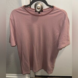 Robert Barakett Men's Large Pink Cotton Blend Stripe Short Sleeve Crew Neck